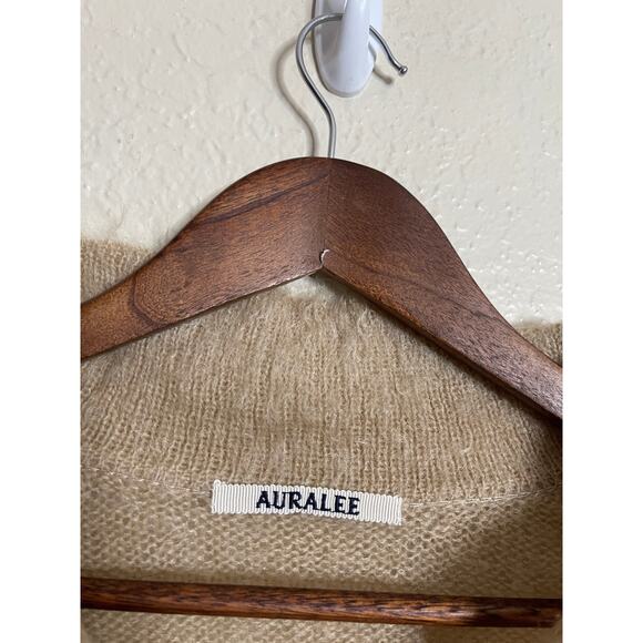 Auralee Japan Brushed Mohair Wool Polo Sweater Tan Mens 3/L - Picture 4 of 11